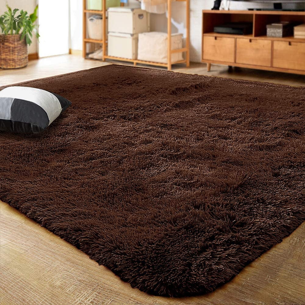 Lochas Luxury Fluffy Rugs Ultra Soft Shag Rug for Bedroom Living Room Kids Room, Children,6'x9',Coffee