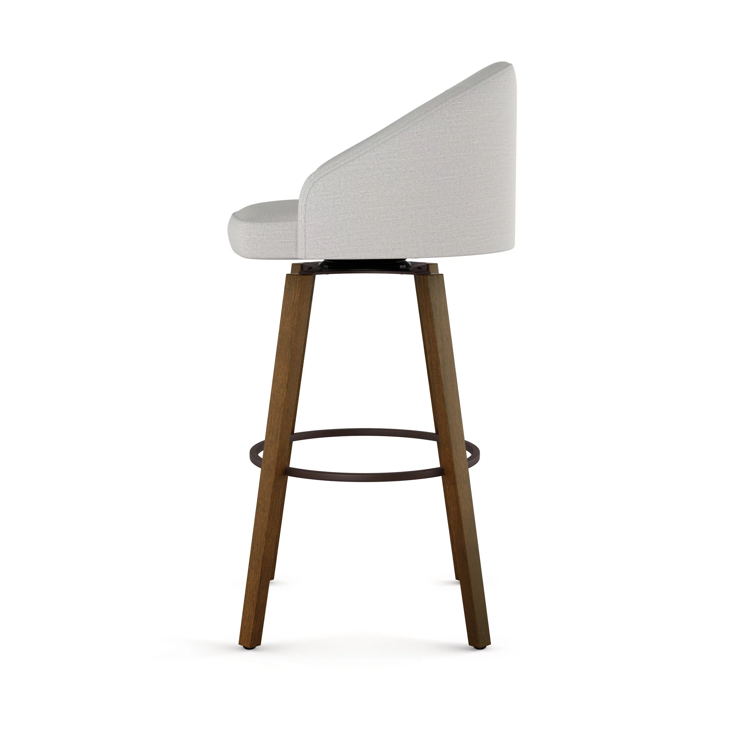 Amisco Foglia 30 In. Swivel Bar Stool - Light Grey Polyester / Light Brown Wood