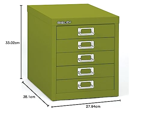 Bisley 10-Drawer Steel MultiDrawer Cabinet - Black, Chrome Pull Handles with Label Holders, Powder-Coated Steel, Removable Drawers, Fits Under Most Desks, Labels Included