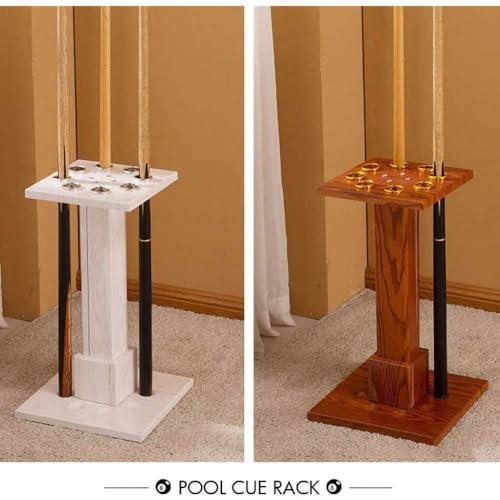 Durable Freestanding Wooden Pool Cue Rack, 8 Cue Capacity Billiard Floor Stand for Home, Club & Game Room, Stylish Walnut Finish, 30x55x24cm