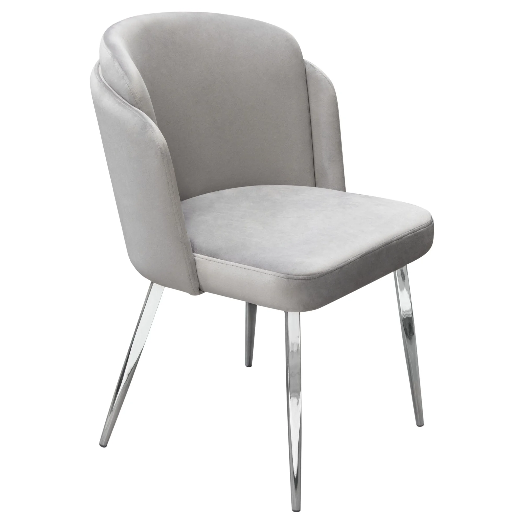 Diamond Sofa  Grace Dining Chairs with Chrome Legs, Grey Velvet - Pack of 2