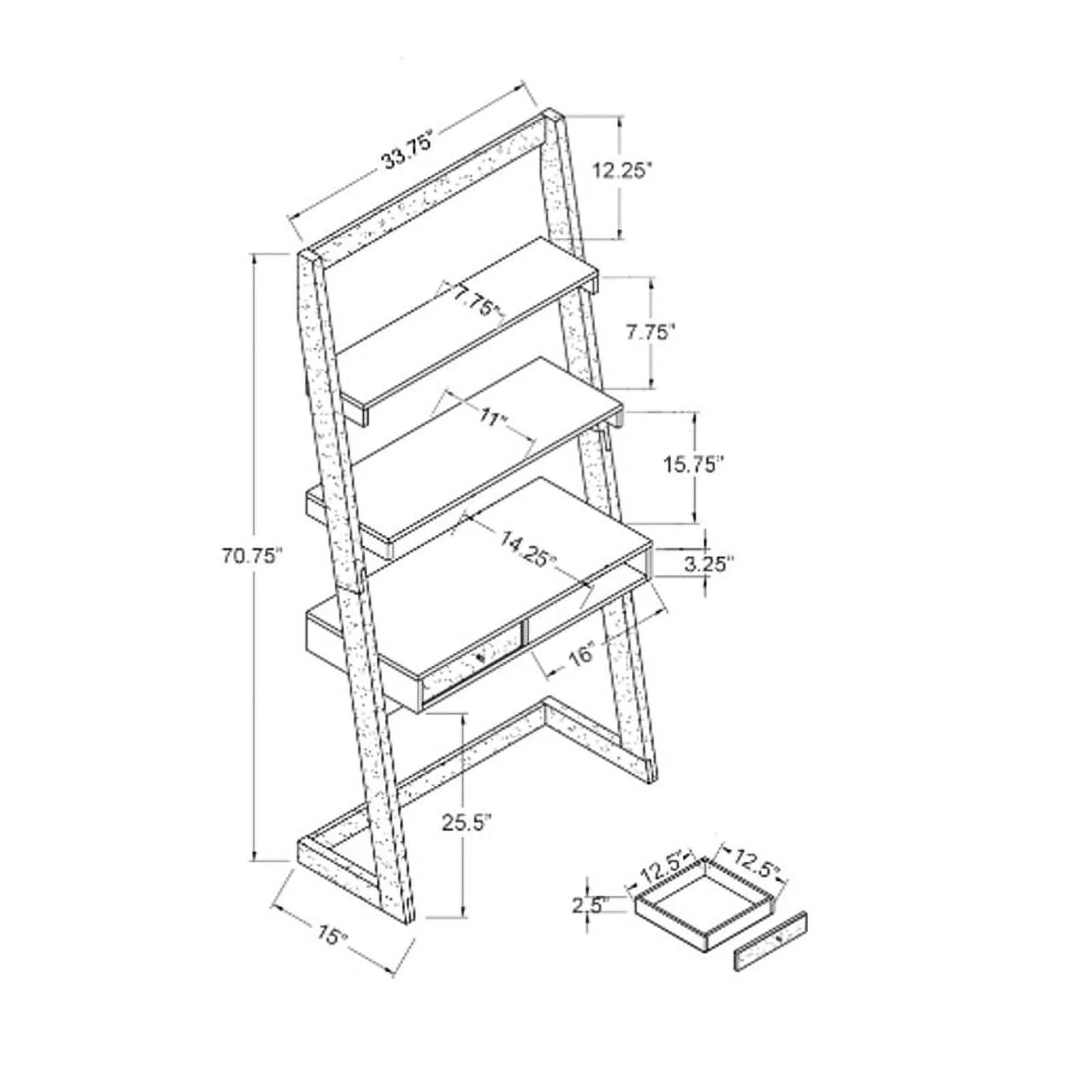 Furniture of America Lazlo Wood Writing Desk with Shelves in Distressed Gray