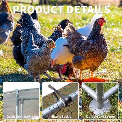 Large Metal Chicken Coop Walk-in Poultry Cage with Water-Resident and Anti-UV Cover Duck Rabbit Cat House Outdoor Chicken Run Pen with Round Roof