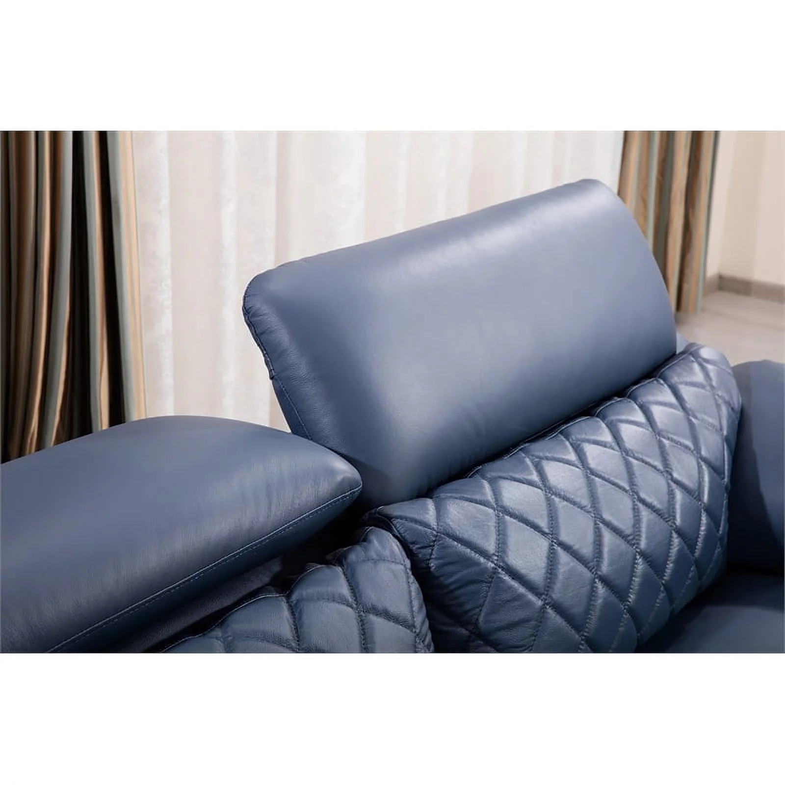 American Eagle Furniture Tufted Modern Leather Sofa in Navy Blue