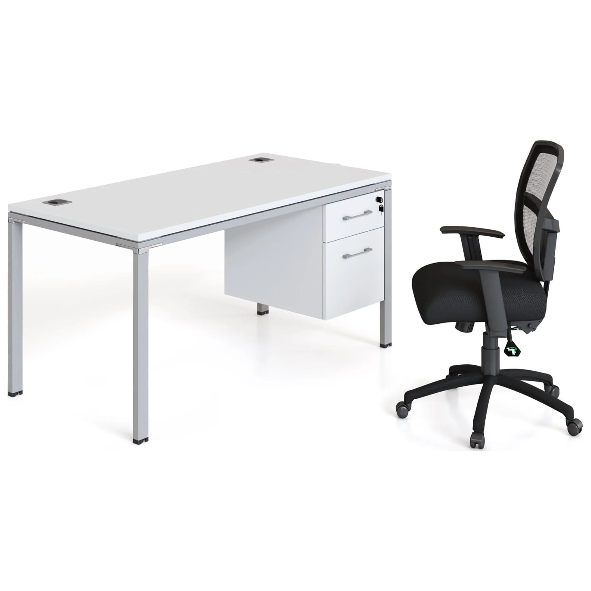 Boss Office Products Single Desk with (1) Pedestal, 48