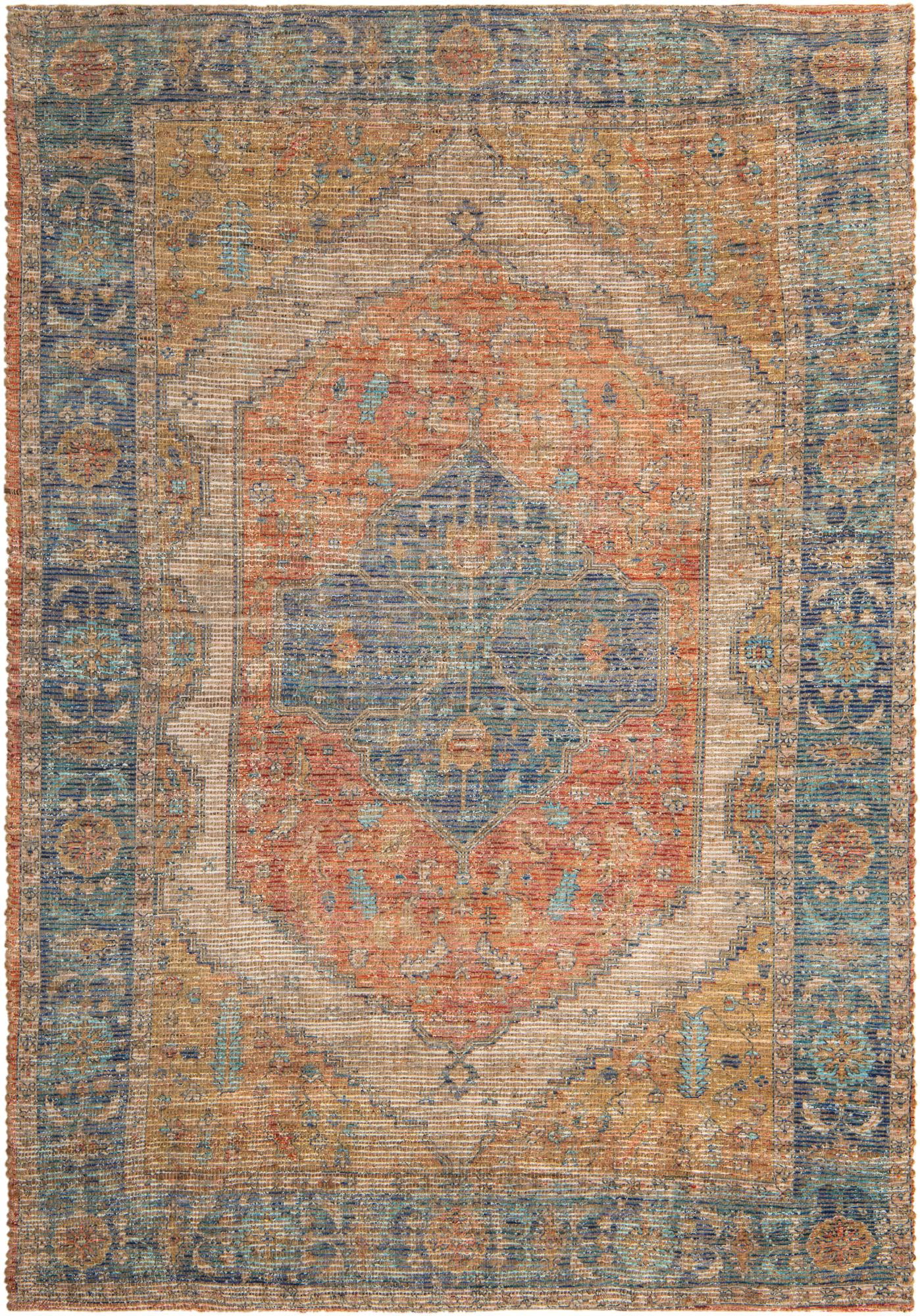 Unique Loom Chenille Jute Rug Orange Yellow/Ivory 6' 1