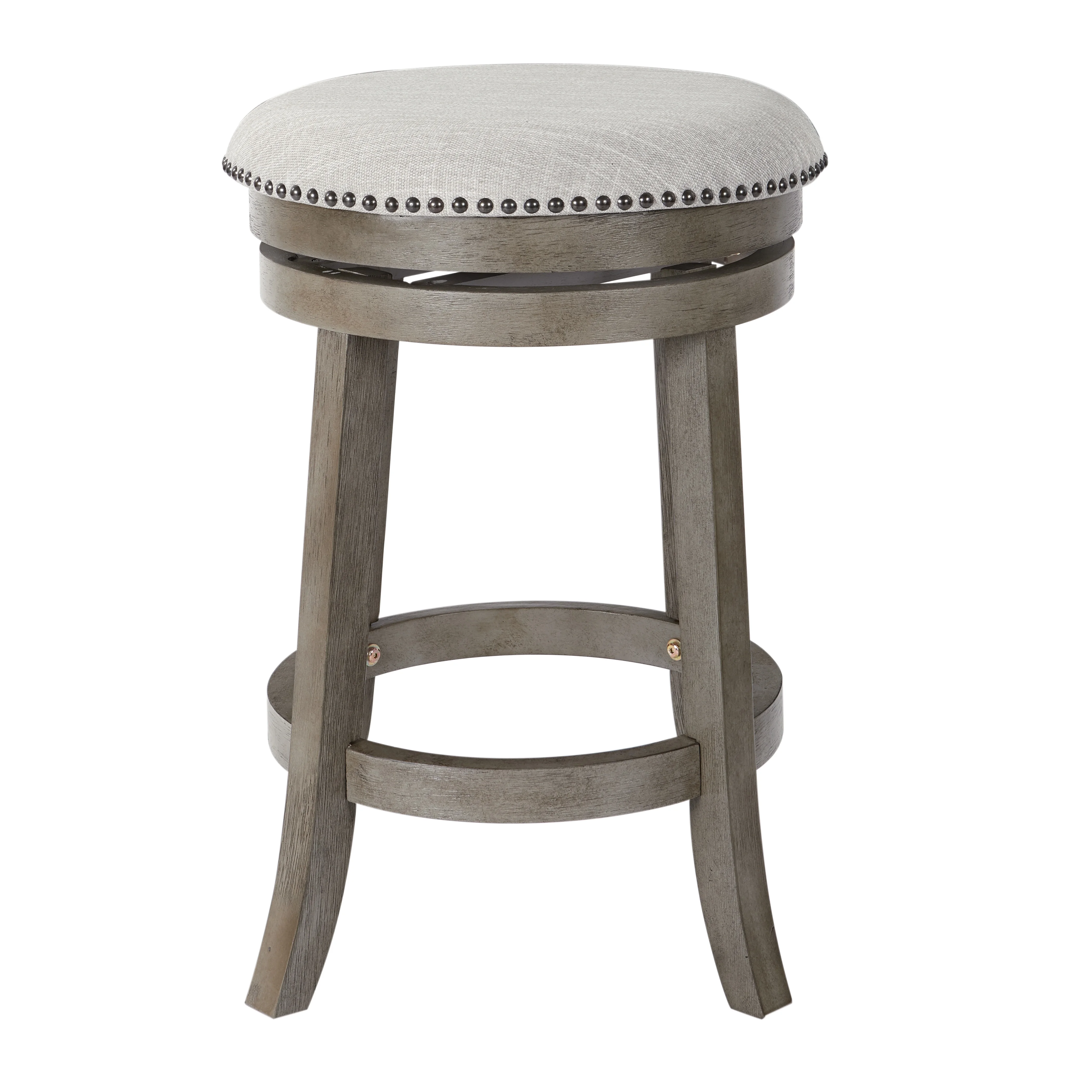 OSP Home Furnishings Backless Swivel Stool in Antique Grey Finish 2-Pack