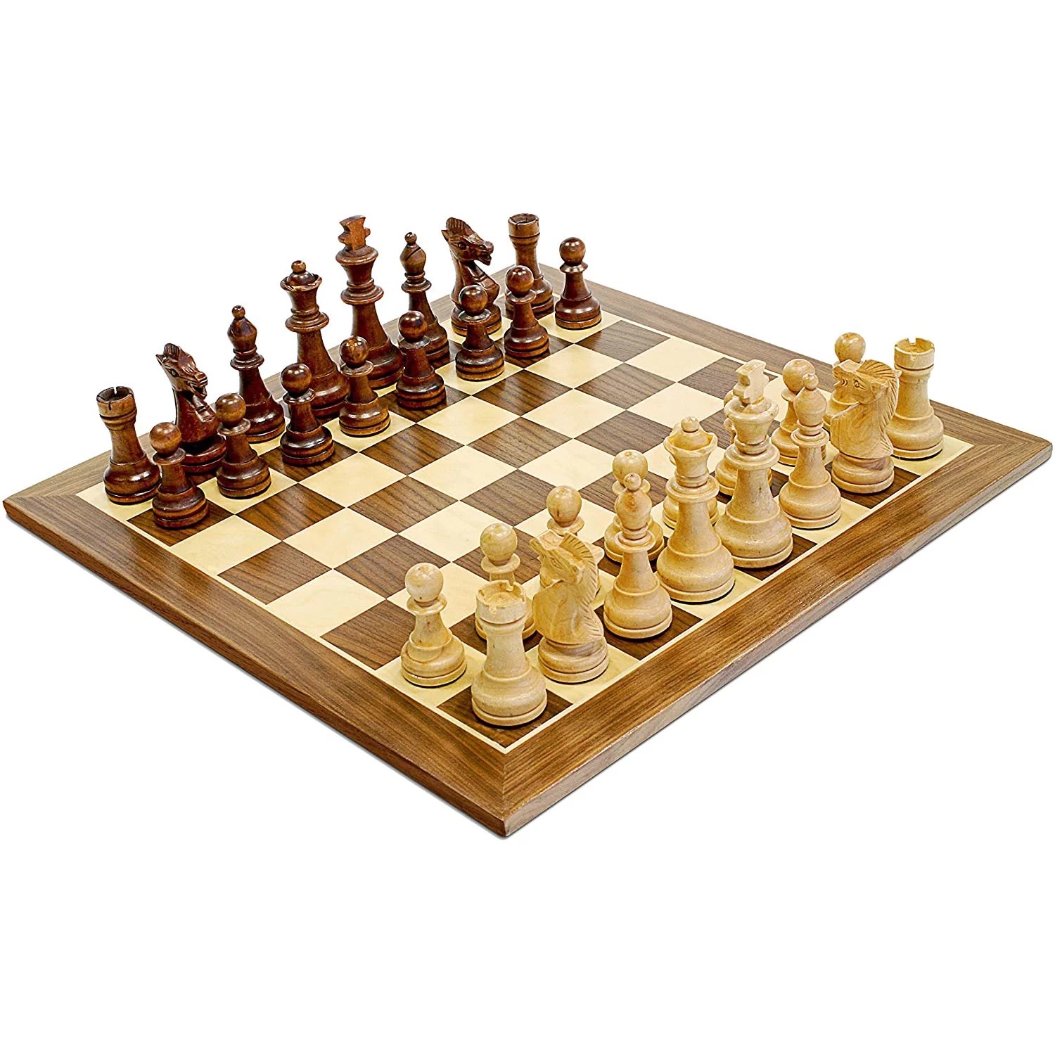 WE Games Traditional Staunton Wood Chess Set - 15 in. - 3.75 in. King - Wood Expressions, Inc.