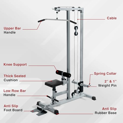 Yes4All LAT Pull Down Machine and Cable Row Tower With Additional Pulley, High & Low Pulley Stations