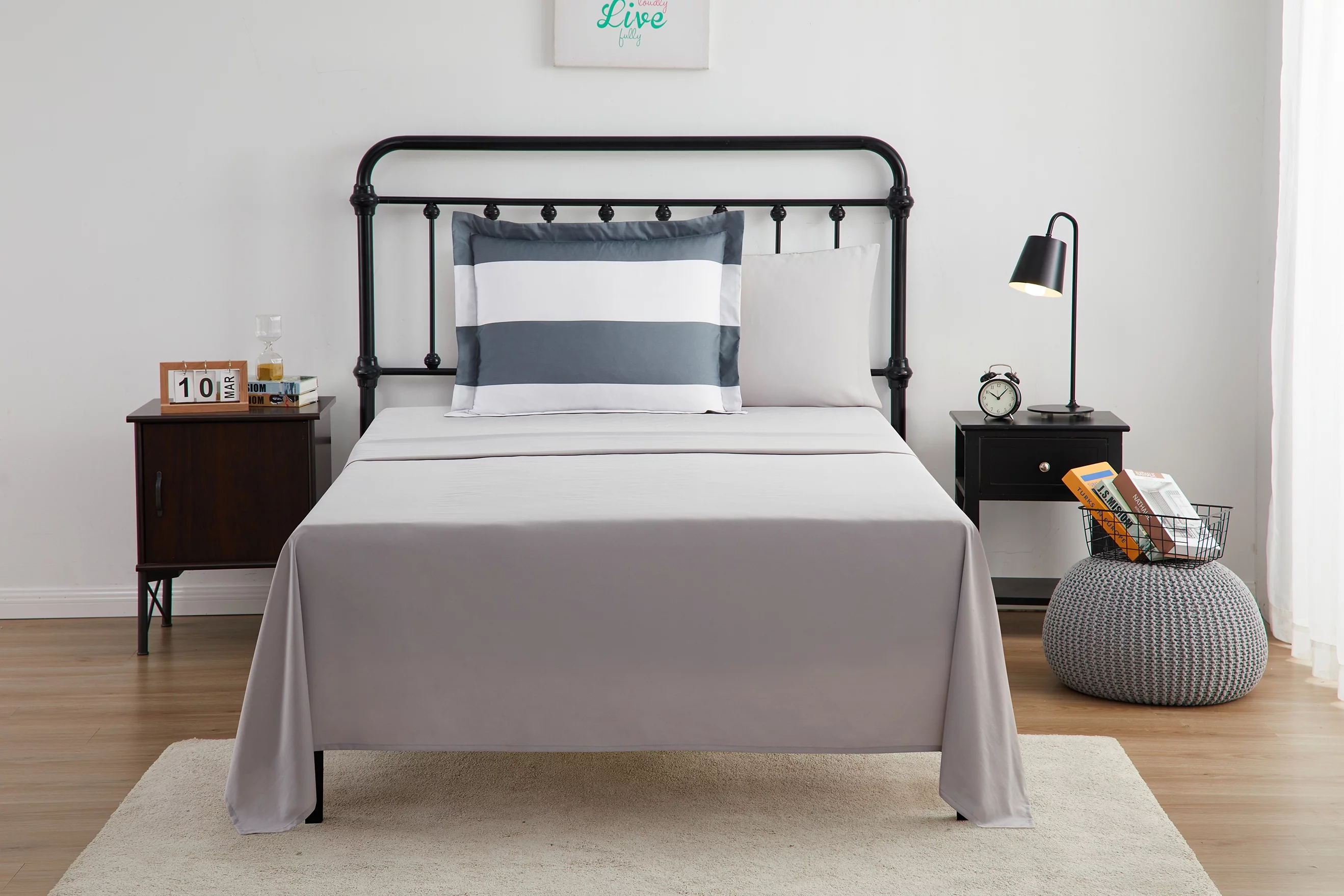 Your Zone 5-Piece Gray Stripe Bed-in-a-Bag, Twin