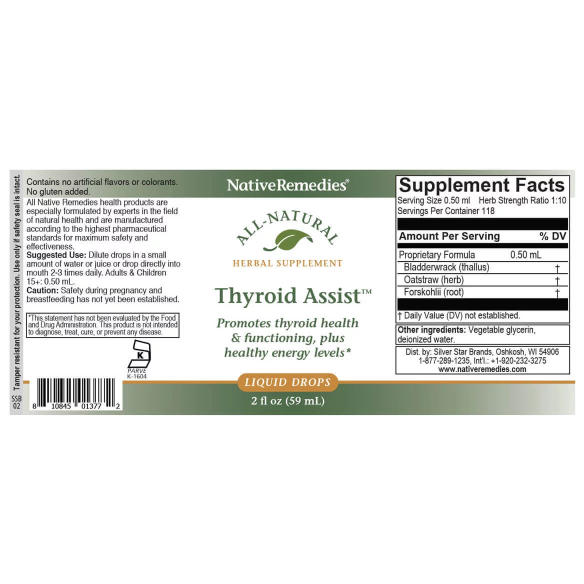 NativeRemedies Thyroid Assist  - All Natural Herbal Supplement Promotes Thyroid Gland Health and Functioning - 59 mL