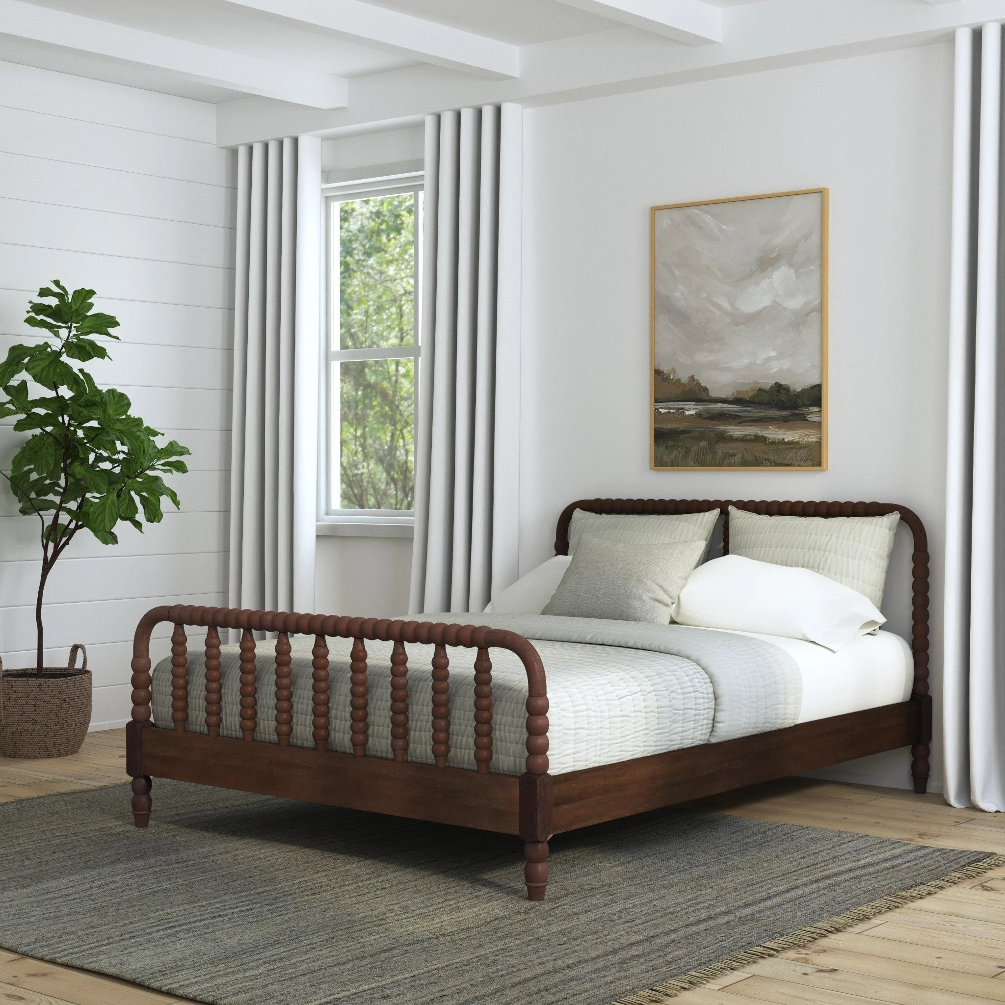 Spindle Brown Queen Bed