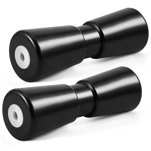 Frienda 2 Pack Heavy Duty Boat Trailer Roller 12in/10in Robust Rubber Bow Roller Boat Trailer Bow Stop Boat Trailer Accessories Replacement Boat Trailer Parts Black Rubber Shaft Keel