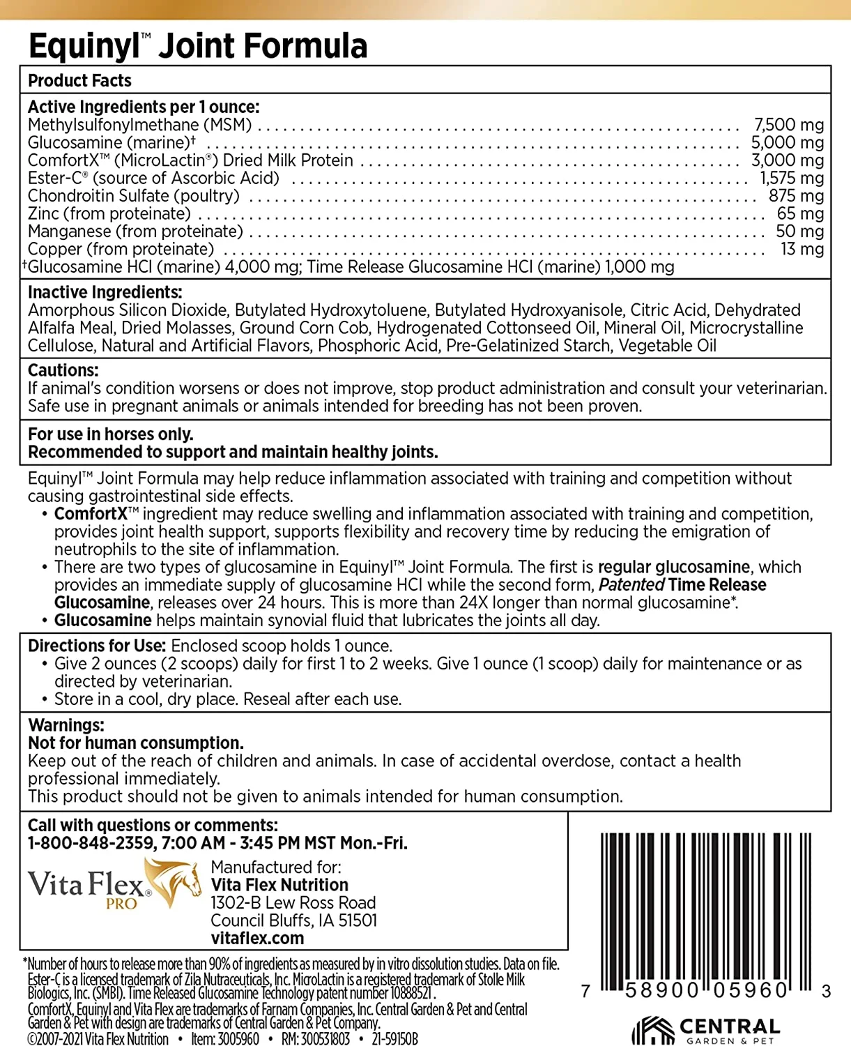 Vita Flex Equinyl Combo Joint Supplement 60 Day Supply (Pack of 1)