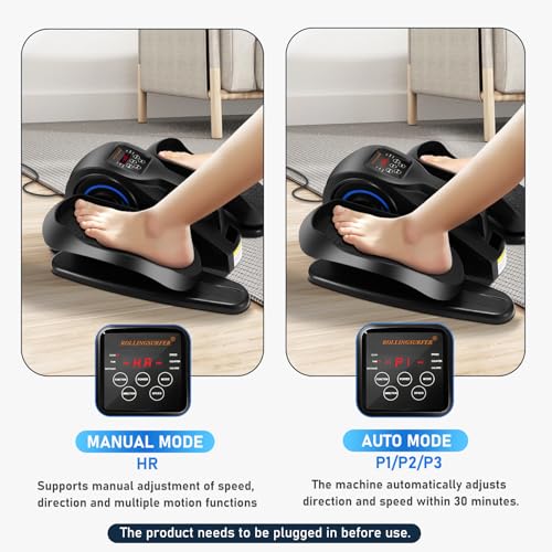 Under Desk Elliptical Machine, Adjustable Speeds Electric Trainer with Remote, Portable Seated Pedal Leg Exerciser for Teens Seniors and Adults