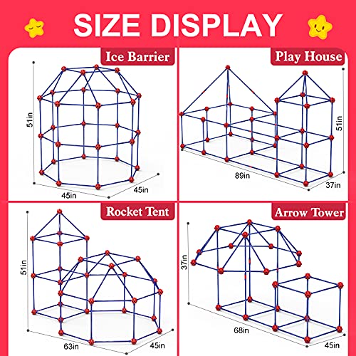 Fort Building Kit for Kids,STEM Construction Toys, Christmas & Birthday Gift for 4 5 6 7 8 9 10 11 12 Years Old Boys and Girls,Ultimate Creative Set for Indoor & Outdoors Activity,140 Pcs,Original
