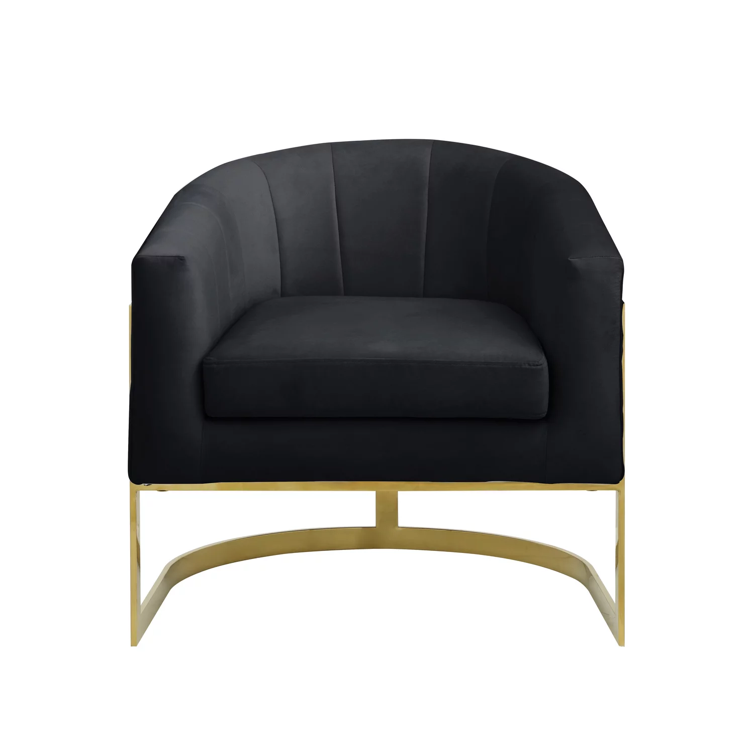 Traxmon Velvet Upholstered Accent Chair in Black Velvet