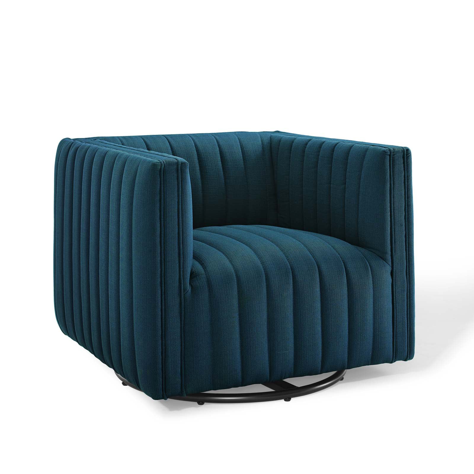Modway Conjure Tufted Swivel Upholstered Armchair in Azure