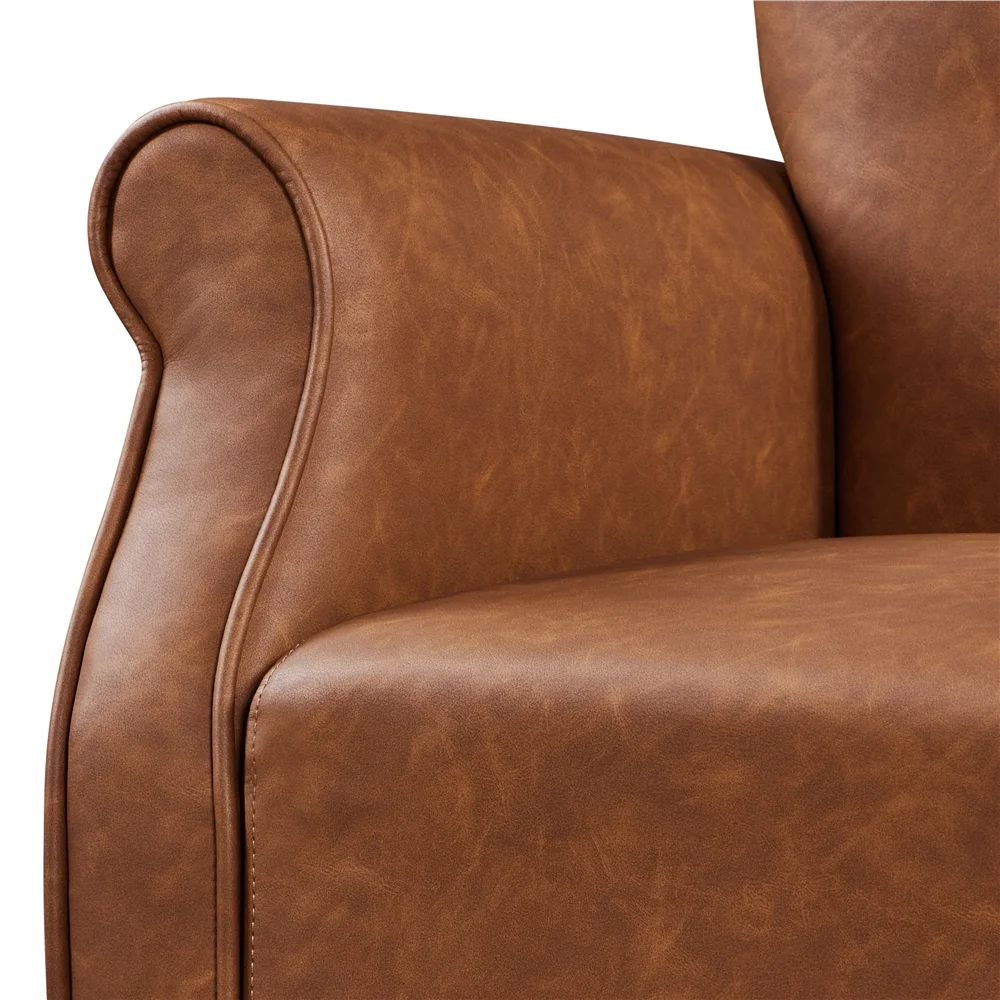 Yaheetech Set of 2 Mid-century Modern Faux Leather Accent Chair,Retro Brown