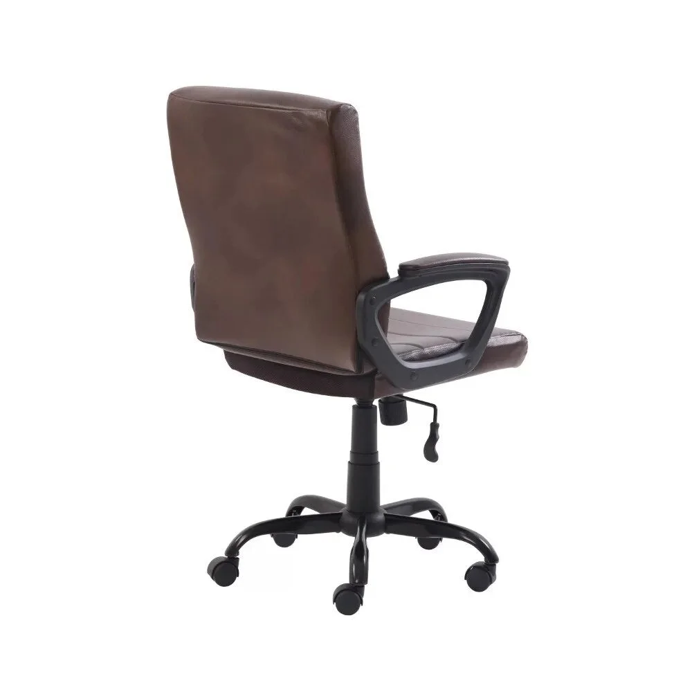 Mid-Back Manager's Office Chair With Arms Free Shipping Bonded Leather Brown Computer Chairs Lightweight Relax Swivel Furniture