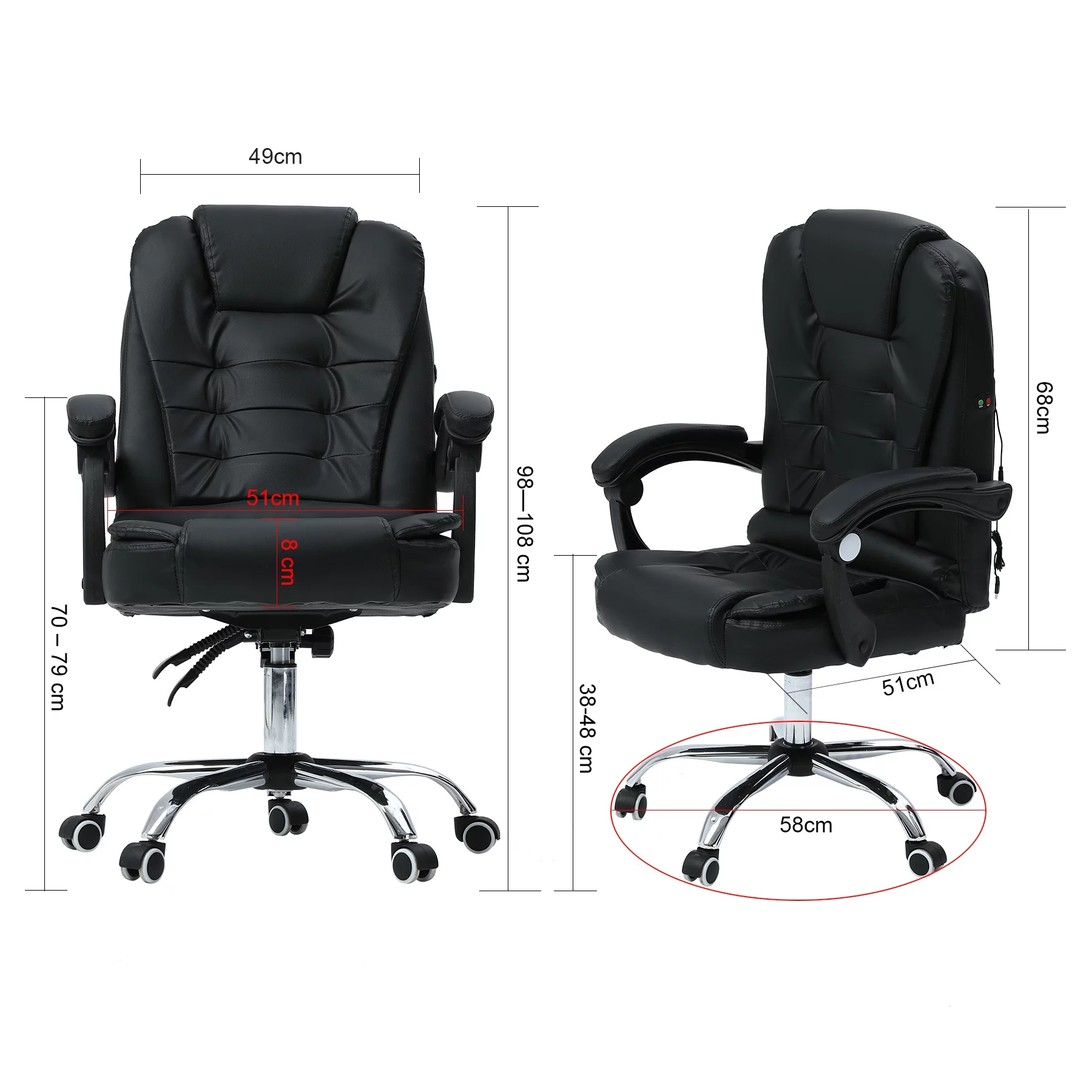 Bestco Executive Office Chair with Recline & Massage Height Adjustable Home Desk Chair