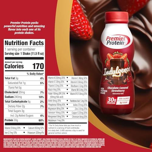 Premier Protein Indulgence Protein Shake, 30g Protein, 3g Sugar, Salted Caramel Truffle, 11.5 fl oz, Pack of 12