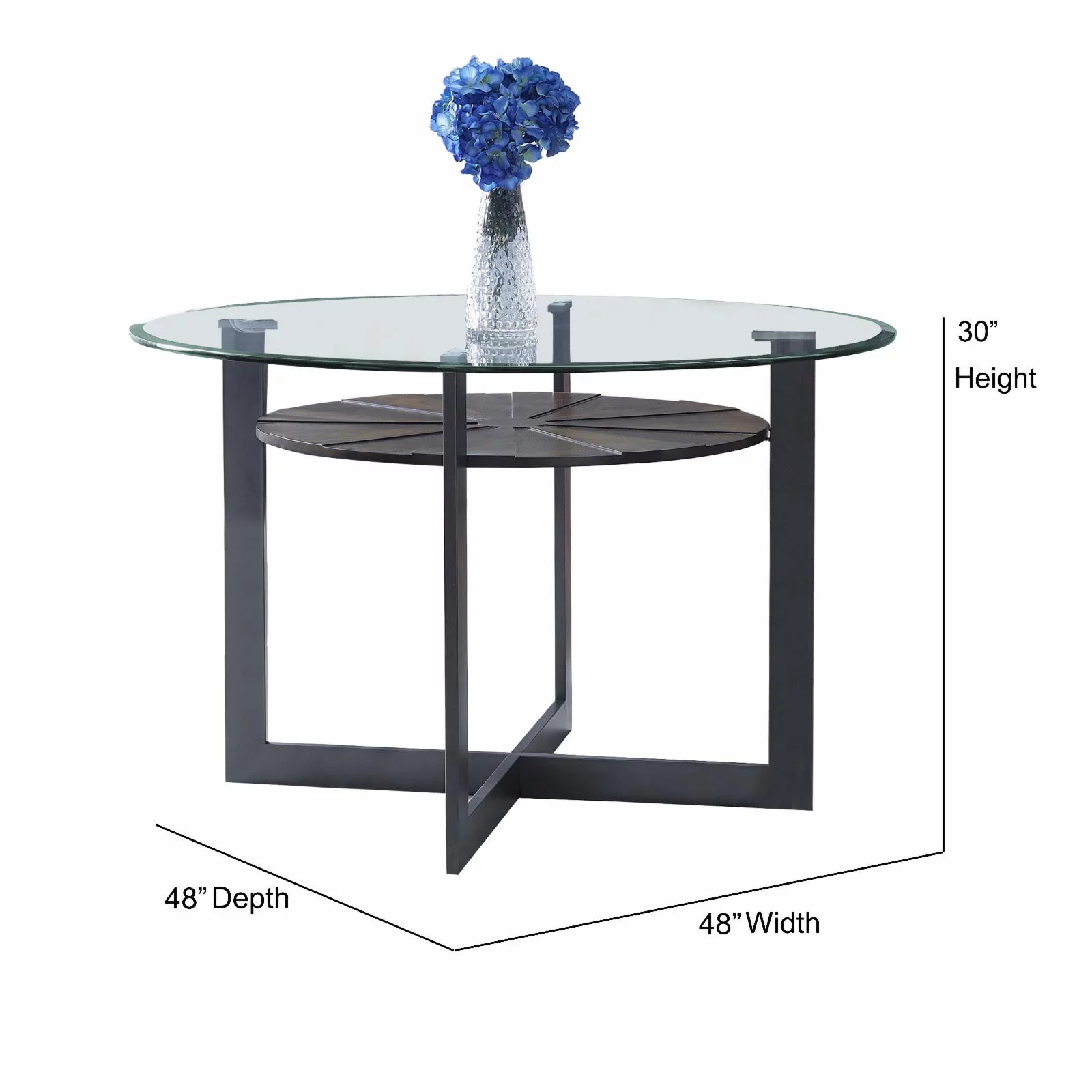 Olson Medium Brown Metal Base Dining Table