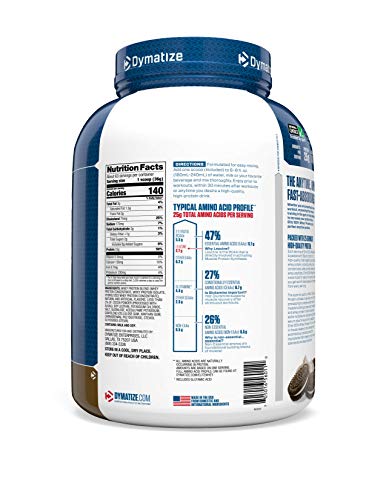 Dymatize Elite 100% Whey Protein Powder, Vanilla, 25g of Protein, 5.5g BCAAs, Less Than 140 Cal., Gluten Free, 2g Carb, 2g Sugar, 3g Fat (67 Servings)