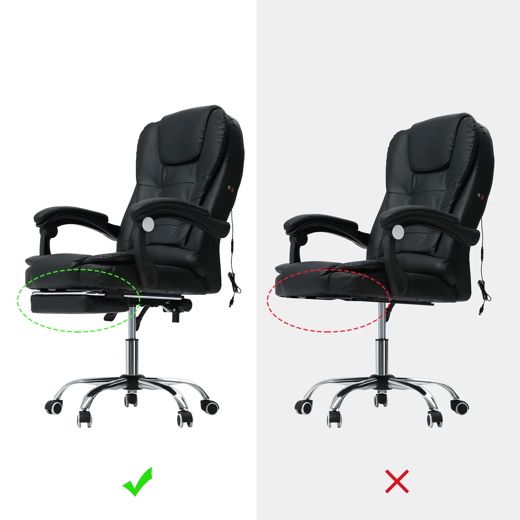 Bestco Executive Office Chair with Recline & Massage Height Adjustable Home Desk Chair