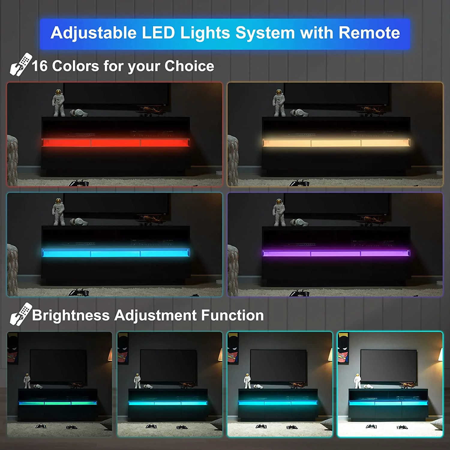 sell well T4TREAM LED Coffee Table with Storage  Modern Center Table with Open Display Shelf & Double Sliding Drawers  Accent Furniture with LED Lights for Living Room  Easy Assembly