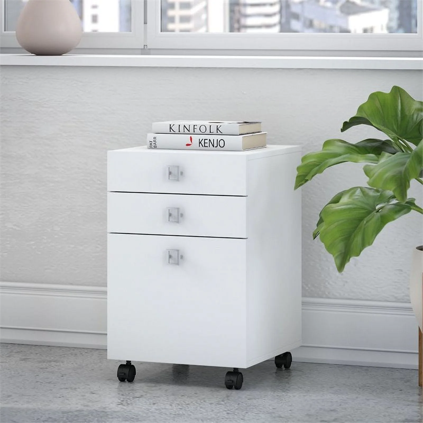 Scranton & Co 3-Drawer Traditional Engineered Wood Mobile File Cabinet in White