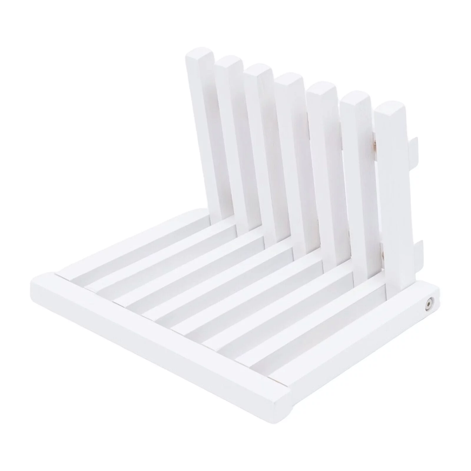 Oukaning Wall Mounted Folding Stool Chair Rubber Wood White Shower Seat Bench Load-bearing Capacity 220LBS 16x13.4in