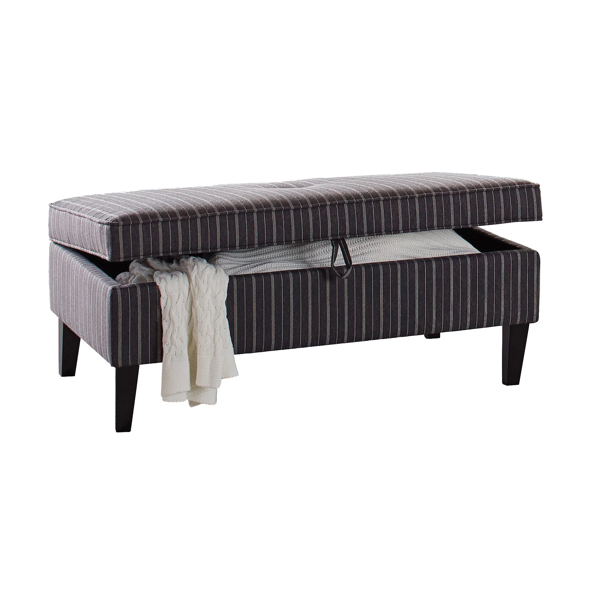 Ernest Rectangular Upholstered Storage Ottoman Black and White
