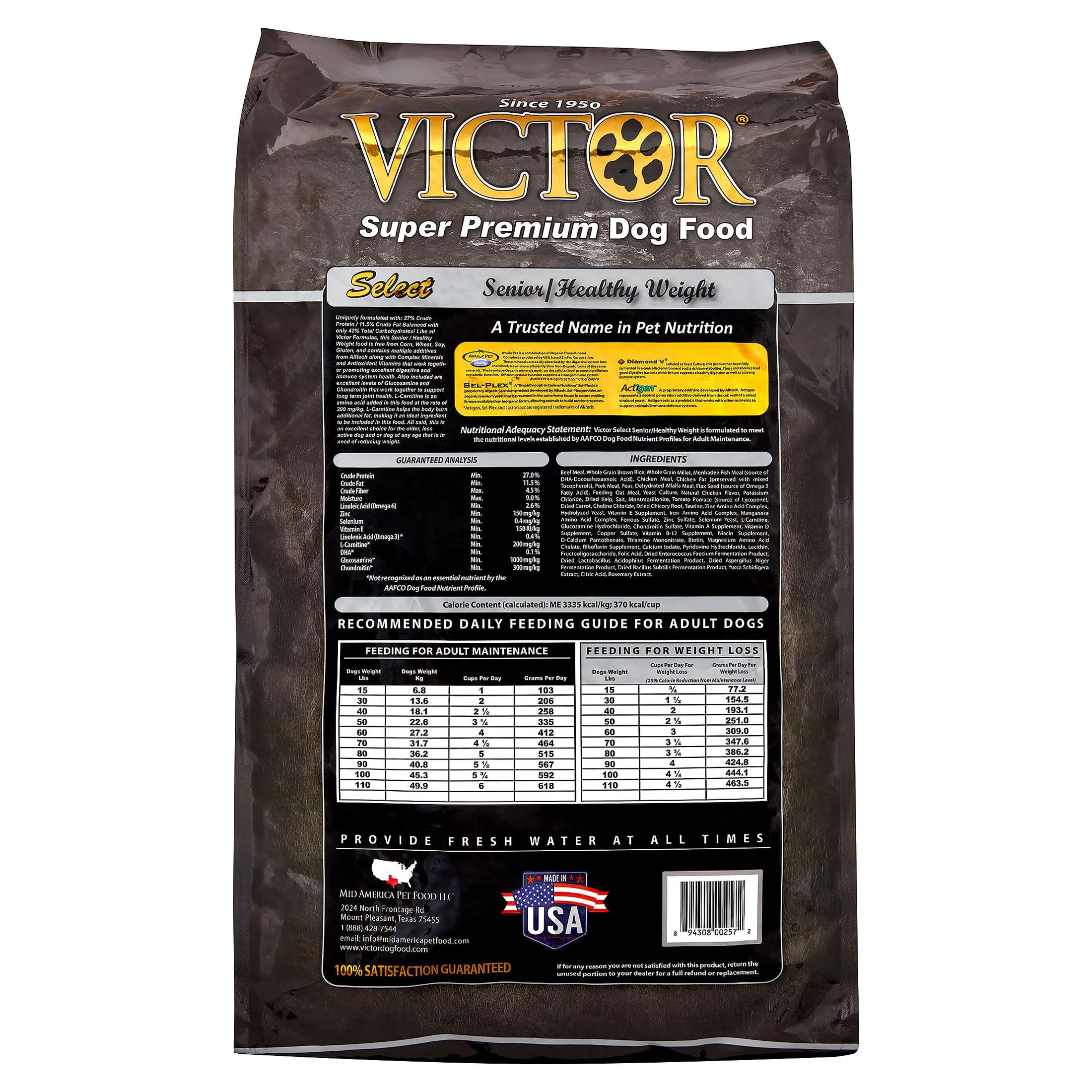 Victor Select Senior Healthy Weight Dry Dog Food, 40 lb