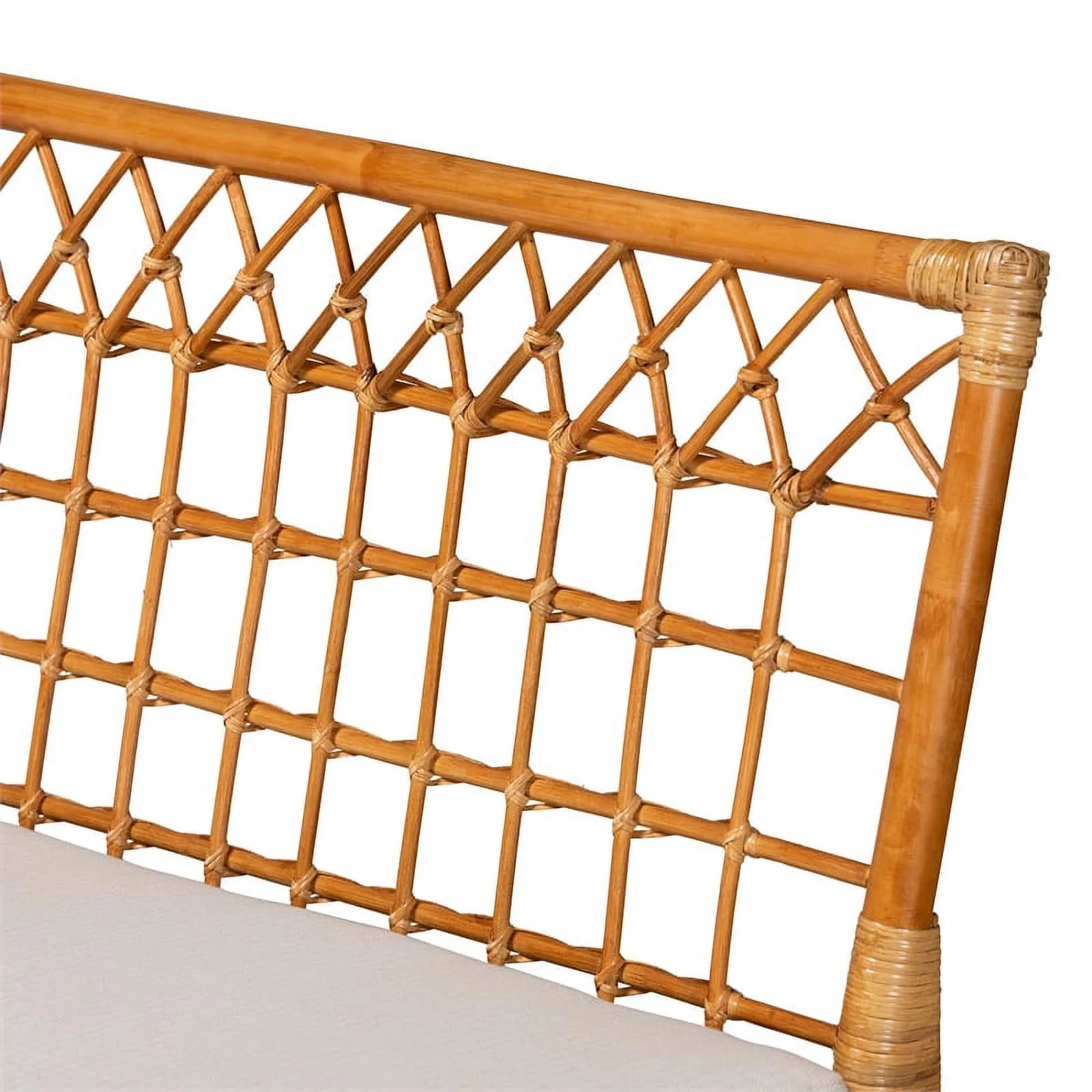 Pemberly Row Modern Bohemian Honey Rattan 4-Piece Dining Nook Set