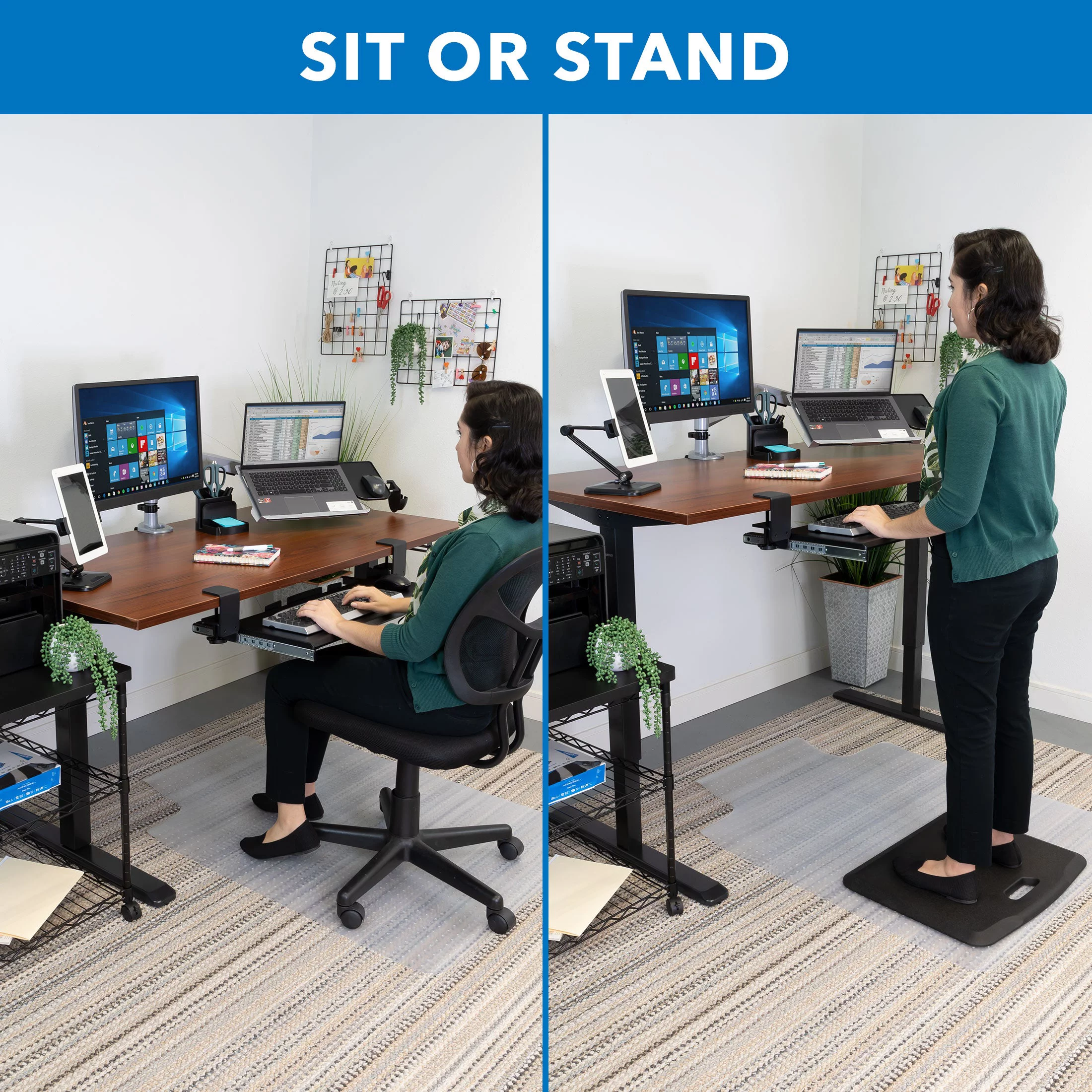 Mount-It! Hand Crank Standing Desk Frame with 55