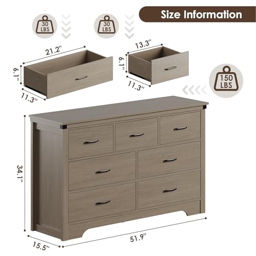 Farmhouse 6 drawer dresser for bedroom, 51