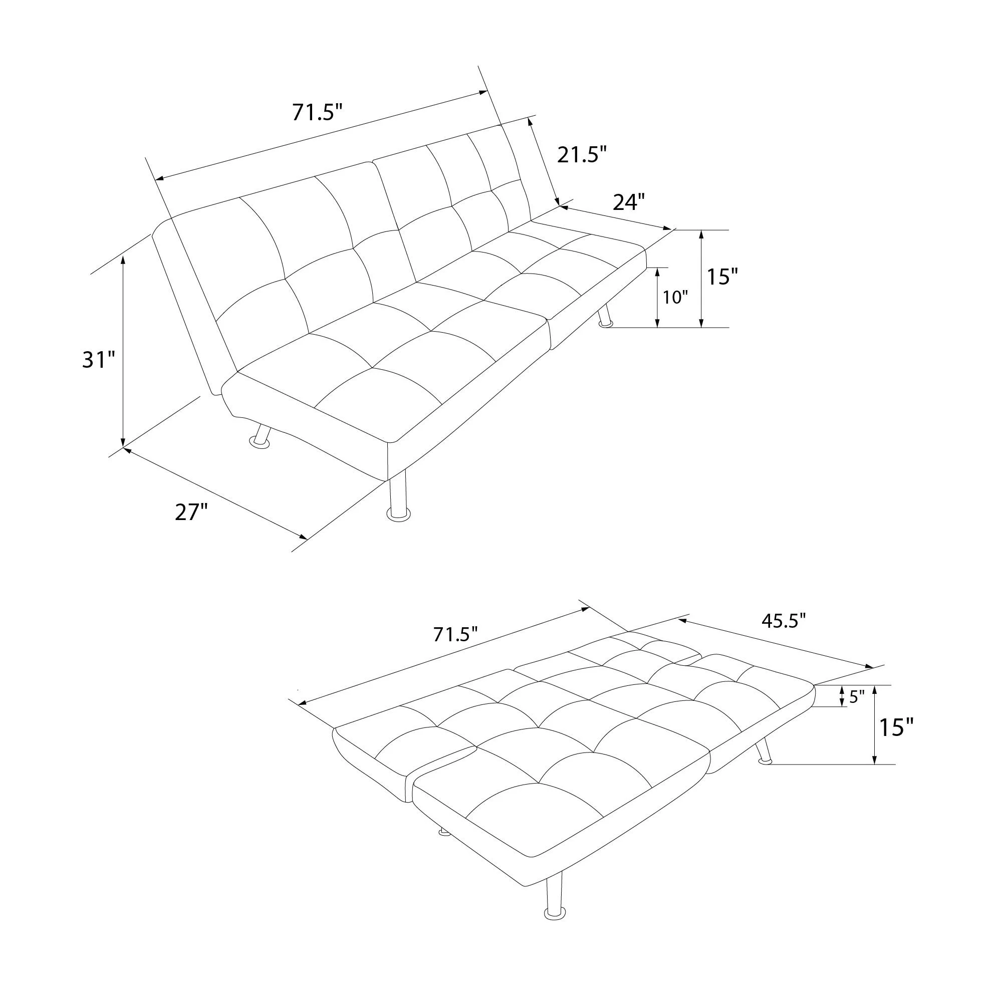 DHP Contempo Futon, Charcoal