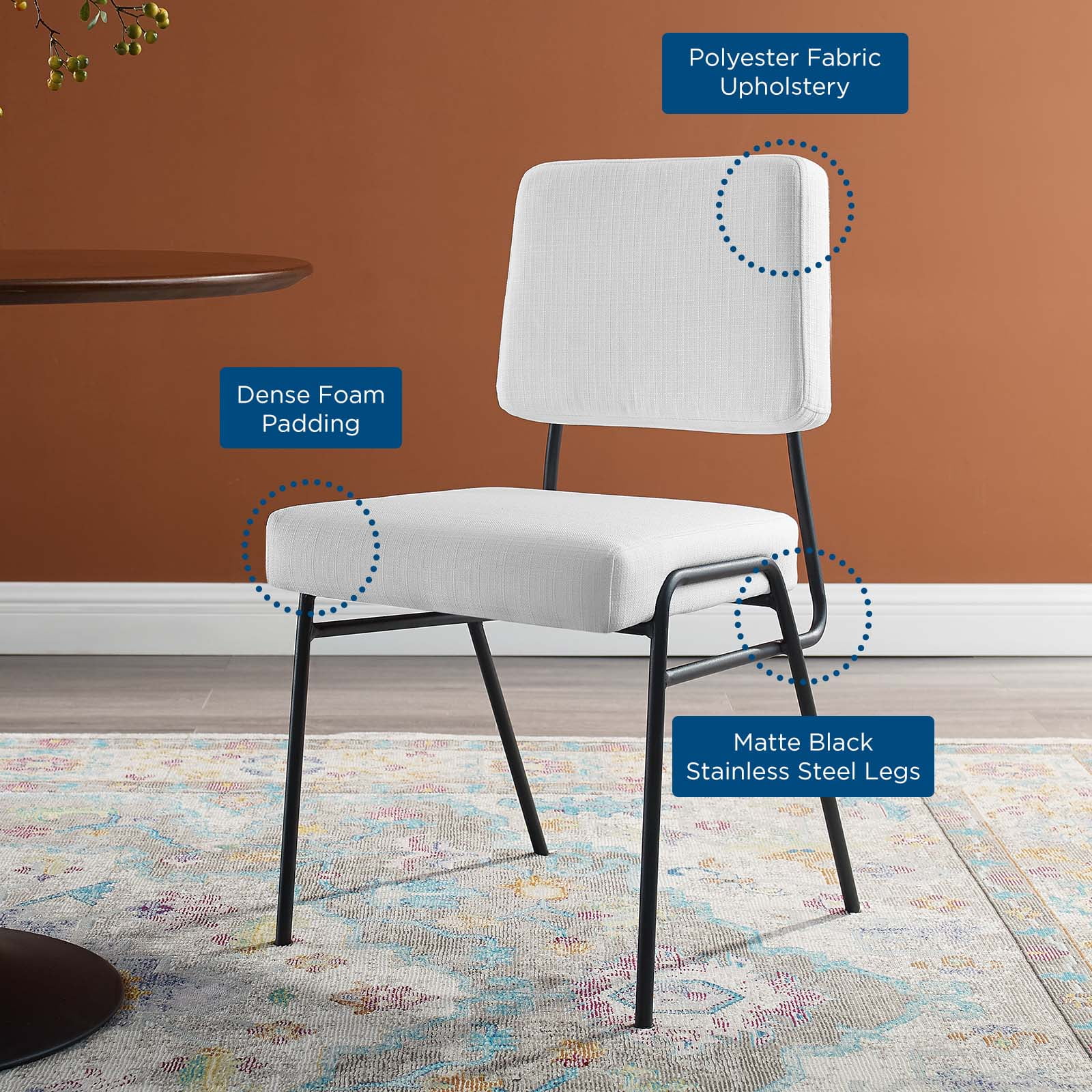 Modway Craft Upholstered Fabric Dining Side Chair in Black White