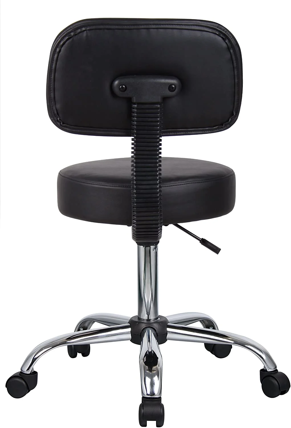 Boss Office Products Be Well Medical Spa Stool with Back in Vinyl, Black Black With Back Cushion Stool