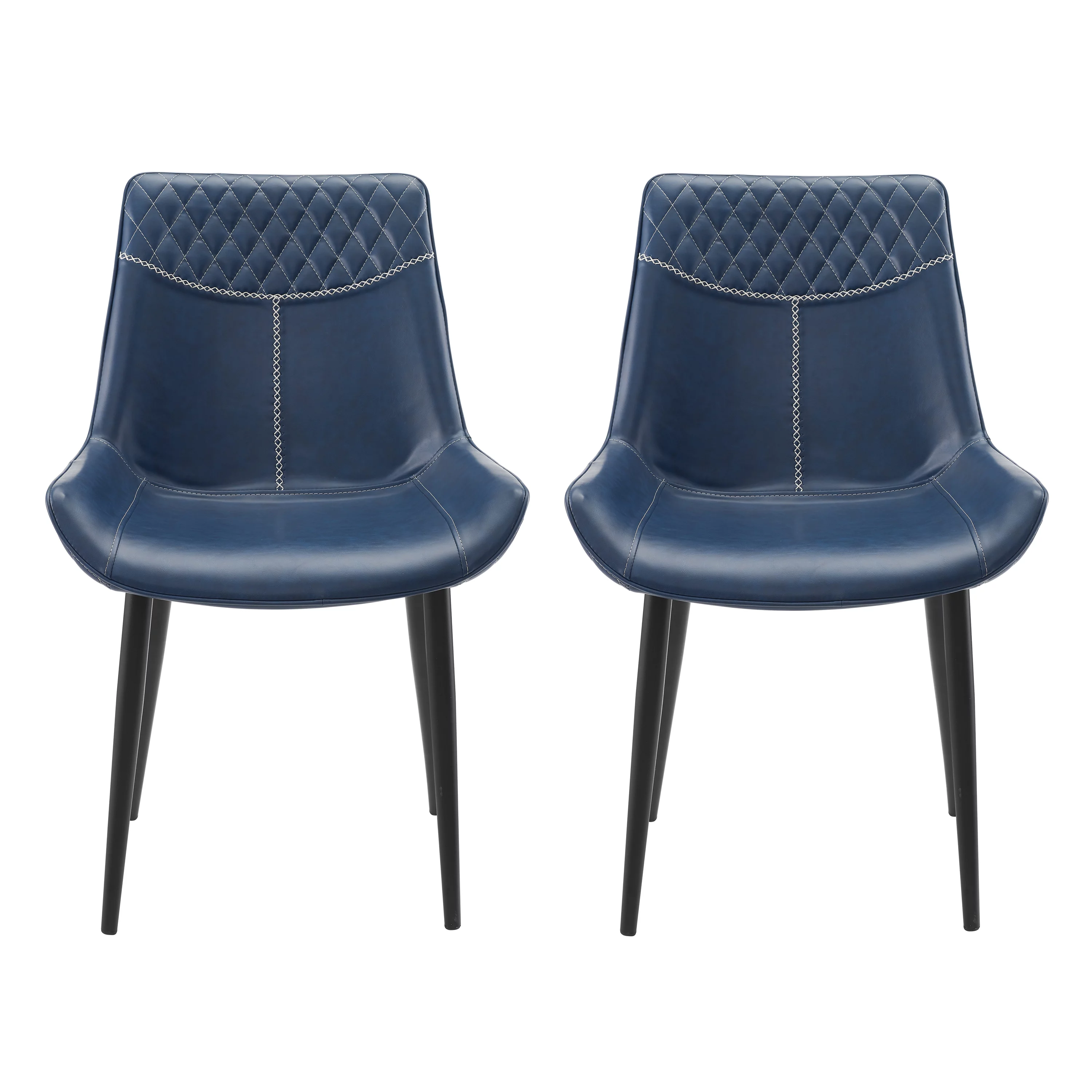 Linon Marcum Dining Chairs, Set of 2, Blue Faux Leather