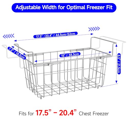 Expandable Deep Freezer Organizer Bins, Freezer Baskets for Chest Freezer, Deep Upright Freezer Storage Bins Adjustable 16.8 -20.2
