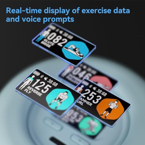 Smart Dumbbells Set with Speaking Display - Home Gym Exercise Equipment - Visible Color Display for Workout Data Record - Set of 2 Silicone Dumbbells