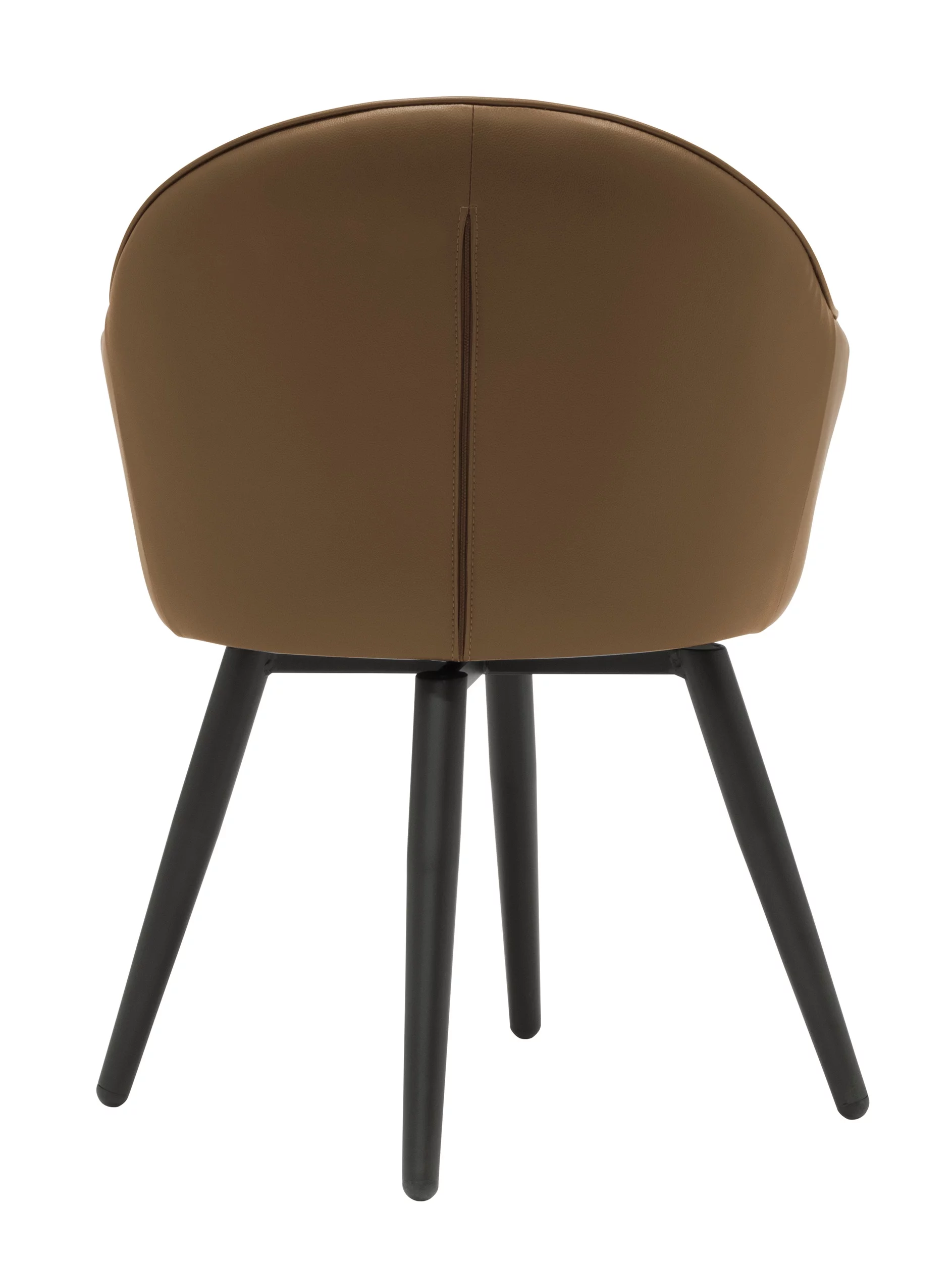 Studio Designs Home Dome Swivel Dining / Office Chair with Arms Caramel Brown Blended Leahter with Metal Legs