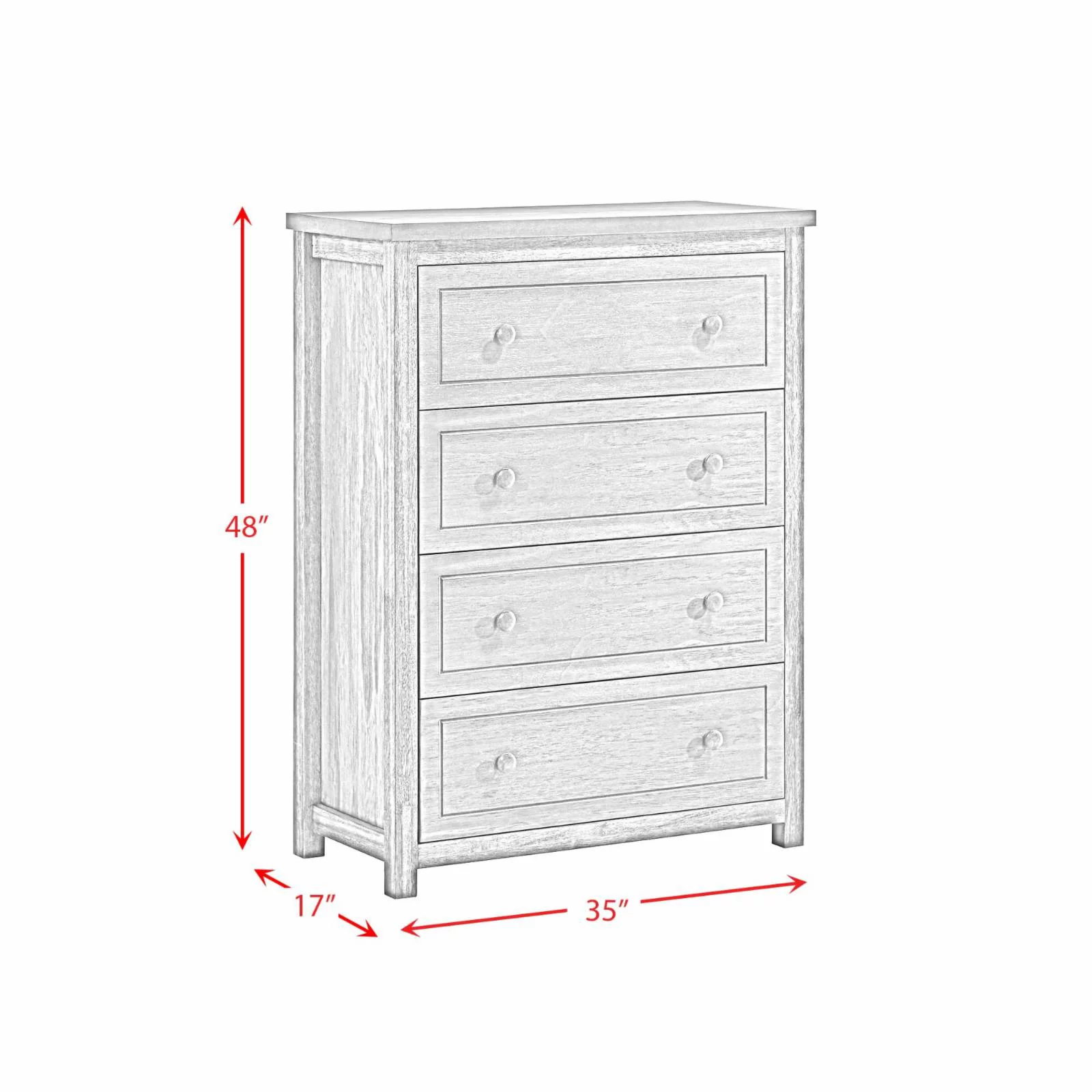 Picket House Furnishings Wyatt 4-Drawer Wood Chest in Gray Wire Brushed