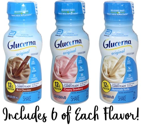 Niro Assortment | Glucerna Original Shake | Rich Chocolate, Homemade Vanilla, and Creamy Strawberry Flavors | Included one Niro beverage sleeve | 12 Pack