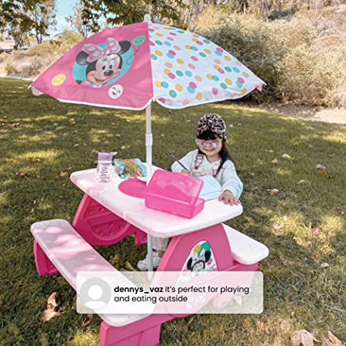 Delta Children 4 Seat Activity Picnic Table with Umbrella and Lego Compatible Tabletop, PAW Patrol