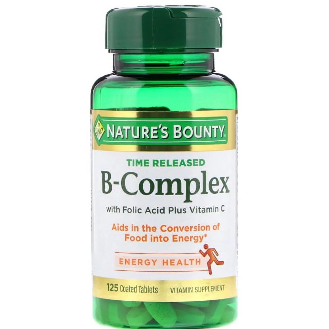 Nature's Bounty B-Complex With Folic Acid Plus Vitamin C Tablets 125 ea (Pack of 2)