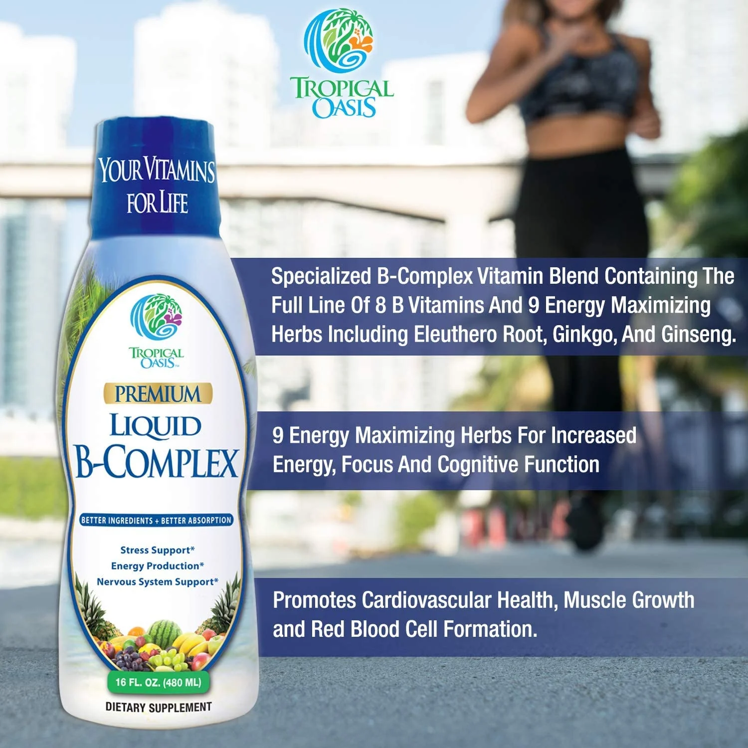 Tropical Oasis Premium Liquid B-Complex 16 fl oz Liq