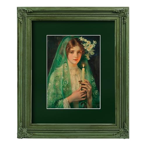 8.5x11 Picture Frame Matted to 8x10 Photo, Black Gothic Frame for 8.5 by 11 Certificates Documents Awards, Vintage Style Gallery Wall Desk Décor
